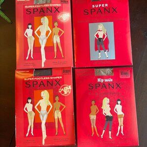 Spanx Footless Shaper Wear Four Pairs 2 Nude and 2 Black Color Size A NWT